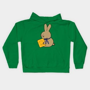 Cute Bunny Rabbit with Positive Vibes Smiley Face Kids Hoodie